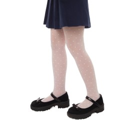Conte Elegant Anabel Schicke Kinderstrumpfhose - Alltagsstrumpfhosen - Strumpfhose mit Höschenteil und Flachnaht - Herzmuster - Bequem - 20 DEN - 104-110 - Bianco - 1 Stück