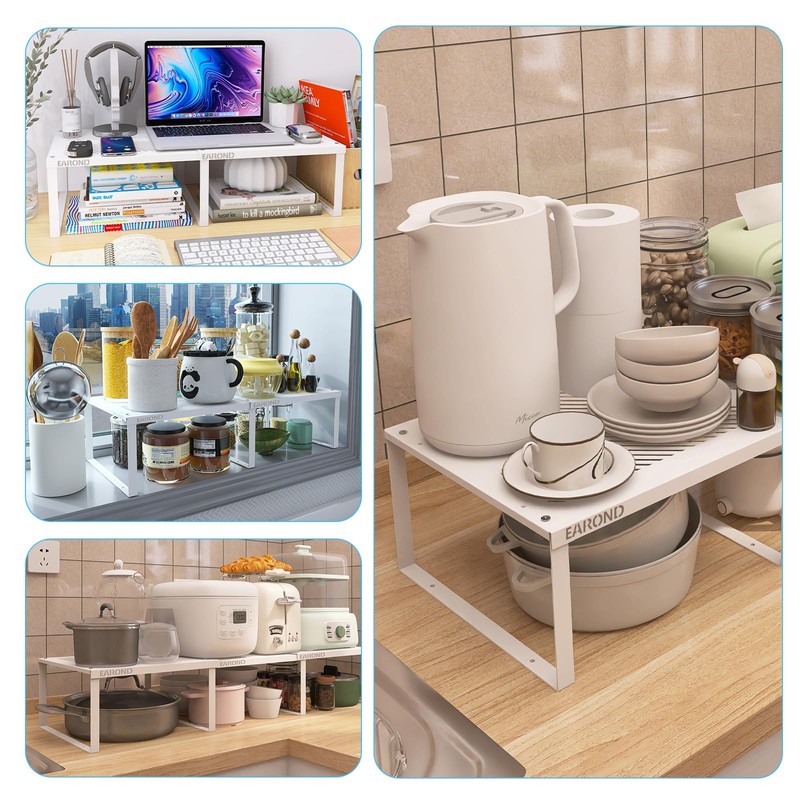 EAROND Cabinet Organizer Shelf,Metal Kitchen Counter Shelves,Expandable Cabinet Storage Shelf