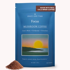 SPACE AND TIME Focus - Mushroom Coffee - 20 Cups of Focus, Productivity & Clean Energy - Instant Mushroom Coffee with Lions Mane, Cordyceps & L-Theanine