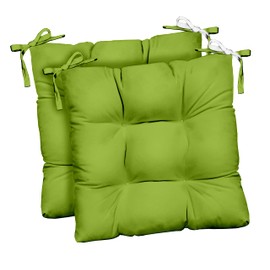 RSH DECOR Indoor Outdoor Set of 2 Tufted Dining Chair Seat Cushions, 16" x 16" x 2", Choose Color (Kiwi Green)