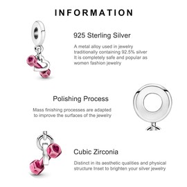 PANWOB Jewelry Dumbbell Love Heart Dangle Charm for Women Bracelets Necklaces in 925 Sterling Silver,Mother's Day Birthday Christmas Valentine's Day