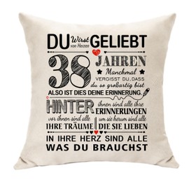 Hasodeo 38th Birthday Gifts for Him Decoration 38th Birthday Gifts for 38 Years Women Men Man Woman Neighbor Colleague Teacher Birthday Keepsake Square Pillow Waist Pillowcase (38th)