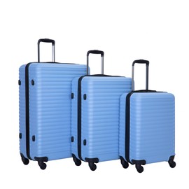Heemab Travel Smart with 3 Piece Lightweight Luggage Set, Durable ABS Material, Spinner Wheels, Light Blue