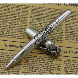 Rollerball Pen, Fuliwen Elephant Ball Point Pen,Silver Barrel with 0.5mm Fine Black refill, Smooth Signature and Calligraphy Pens, Business Pens Gift