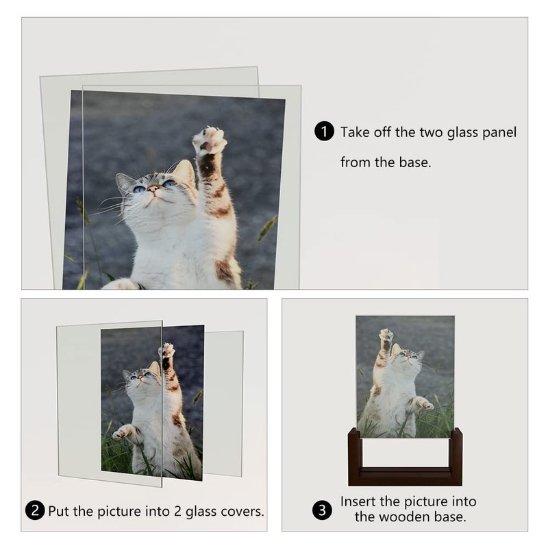 RLAVBL 5x7 Picture Frame Set of 2, Rustic Glass Photo