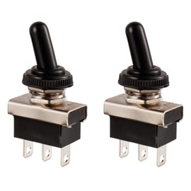 BOJACK Toggle Switch SPDT ON-ON 3 Terminal pin 12 VDC 25 A with Waterproof Cap for Auto Car 102 (Pack of 2)