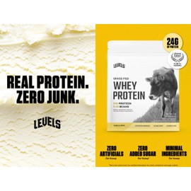Levels Grass Fed Whey Protein Powder, No Artificials, 24G of Protein, Vanilla Bean, 1LB