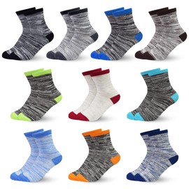 GENTABY Big Kids Socks 7-10 Years | 10 Pair Breathable Athletic Socks for Running & Daily Wear, Reinforced Arch Support