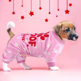 BAOBICUTE Dog Valentines Pajamas Outfit Soft Lightweight Velvet Dog Onesie Dog Winter Clothes for Small Medium Large Pet Dogs Cats
