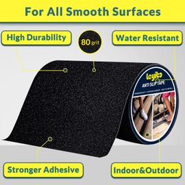 Leyibo Anti Slip Tape, 8 Inch x 16 Ft Grip Tape for Stairs Outdoor/Indoor, Waterproof Non Skid Roll for Stair Treads Non Slip, High Traction Friction Abrasive Adhesive Stair Steps - Black