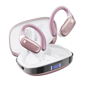 Wireless Earbuds, Sports Bluetooth 5.4 Headphones, Ear Buds with ENC Noise Canceling Mic, 80Hr Playtime Earphones, Palm-Sized, LED Power Display, IPX7 Waterproof Headset for Workout Running, Rosegold
