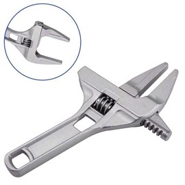 Mini Adjustable Bathroom Wrench for Home Repairs – Compact Silver Alloy Open-End Tool for Everyday Maintenance