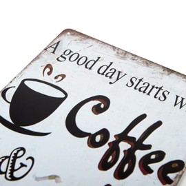 ERLOOD A Good Day Starts with Coffee Metal Tin Sign Bar Pub Man Cave Wall Decor 8 x12