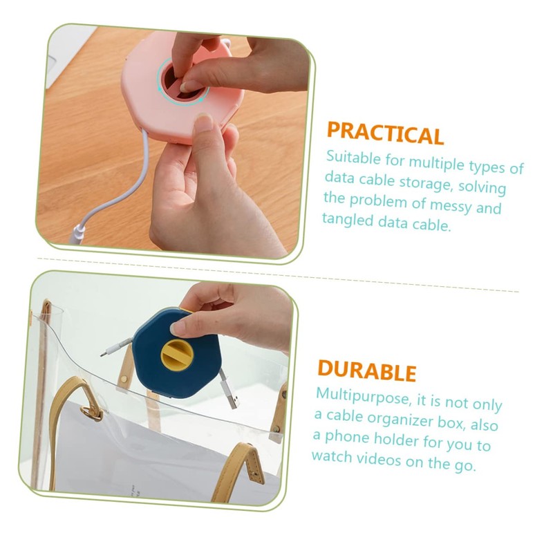 LABRIMP 4Pcs Portable Cable Organizer Box with Data Cable Winder