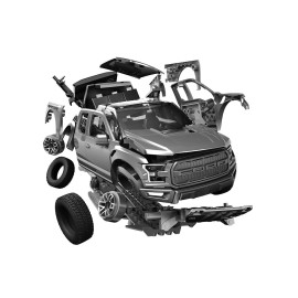 DCD Skill 1 Model Kit Gray Ford F-150 Raptor Pickup Truck Snap Together Plastic Model Car Kit Airfix Painted for Building Tool