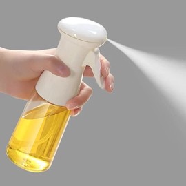 Glass Oil Sprayer for Cooking, 7oz Olive Oil Mister, Food Grade Portable Reusable Oil Vinegar Spritzer Sprayer Bottles for Air Fryer, Kitchen, Salad, Baking, BBQ, Frying(white)