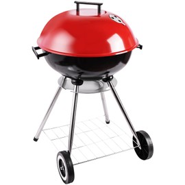 Ayiusideza 18 inch red lid classic portable apple stove charcoal grill - outdoor mobile barbecue master, suitable for courtyard gatherings, friend camping, outdoor exploration and other scenes(red)