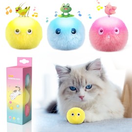 SOARFLY Interactive Plush Cat Toy Balls, Interactive Cat Toy, Cat Ball with Sound, Catnip Ball