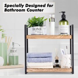 Giftacity 2-Tier Countertop Organizer for Bathroom Counter Wood Bathroom Counter Organizers Shelf Cosmetic Storage, Standing Vanity Tray for Room Organization and Decor