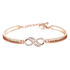 FEELMEM Religious Jewelry Baptism Gift You Are Beautiful for You Are Fearfully and Wonderfully Made Infinity Bracelet PSALM 139:14 Gift (You Are Beautiful-RG)