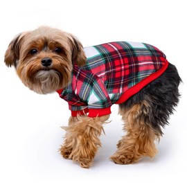 Rocky Thermal Jacket Clothes Fleece Lined Sweater for Dogs, Puppies, Warm Coat Bodysuit Onesie One Piece Vest Pet Jammies with Leg Warmers for Small, Medium, Large Dogs Cats (White Plaid, Small)