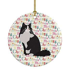 Caroline's Treasures Ragamuffin Cat Christmas Ceramic Ornament Christmas Tree Hanging Decorations for Home Christmas Holiday, Party, Gift, 3 in, Multicolor
