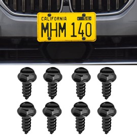 HQRNYP 4PCS License Plate Screws, License Plate Fasteners, License Plates Screws Kit for Front & Rear Plates, Rust-Proof & Anti-Rattle License Plates Bolts Car Accessories Fit Vehicles (Black, 8PCS)