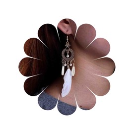 TseenYi Feather Dangle Earrings Gypsy Ethnic Drop Earrings