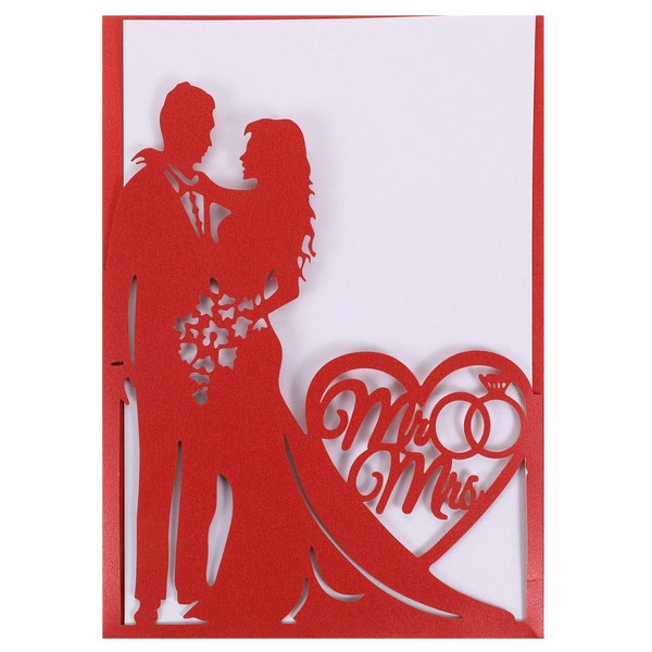 NUOLUX 10 Pieces Wedding Invitations Cut Wedding Invitations for Wedding Engagement Bridal Shower Party Party Invitation Red