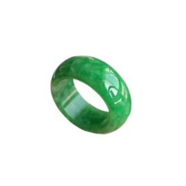 Oligage Hand-Carve Jade Ring Full Green Inner Diameter Fashion Accessories Men Women Luck Gifts Amulet (Ring Size : 11)