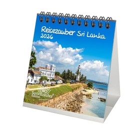 Reisezauber Sri Lanka Tischkalender 10cm x 10cm für 2026 Colombo Strand Land Urlaub - Set-Inhalt: 1x Kalender, 1x Weihnachtsanhänger (insgesamt 2 Teile)