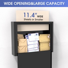 MaxGear Metal Suggestion Box with Lock and Slot, 3W x 10H x 13L Inch Wall Mounted Locking Mailbox for Office, Ballot Box with 2 Keys for Payments, Ideal for Office or House, Black