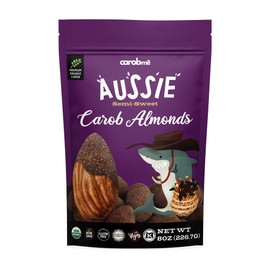 CAROBME Aussie Organic Carob Covered Almonds 8oz. | Vegan Soy Free Gluten-Free | Healthy Caffeine Free Substitute for Chocolate, Snacks and Sweets (1)