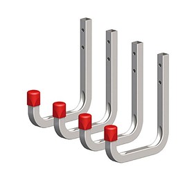 Secotec 4 x universal hooks, galvanised, 80 x 120 mm, load capacity 45 kg, all-purpose hooks, tool hooks