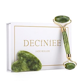 Deciniee Jade Roller and Gua Sha Set - Beauty Face Roller Massager & Guasha Tool for Face, Eye, Neck, Body - 2 in 1 Skin Care Gua Sha Massage Tools, Muscle Releaxing and Relieve Wrinkles