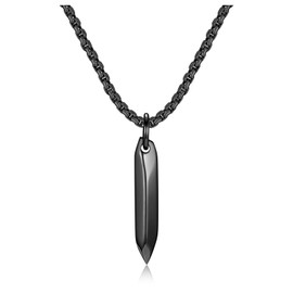 Jovivi Mens Necklace, Black Stainless Steel Pendant Necklace for Men Men's Jewellery Valentines Boyfriend Gifts for Him Husband Dad Fathers Day Birthday Anniversary