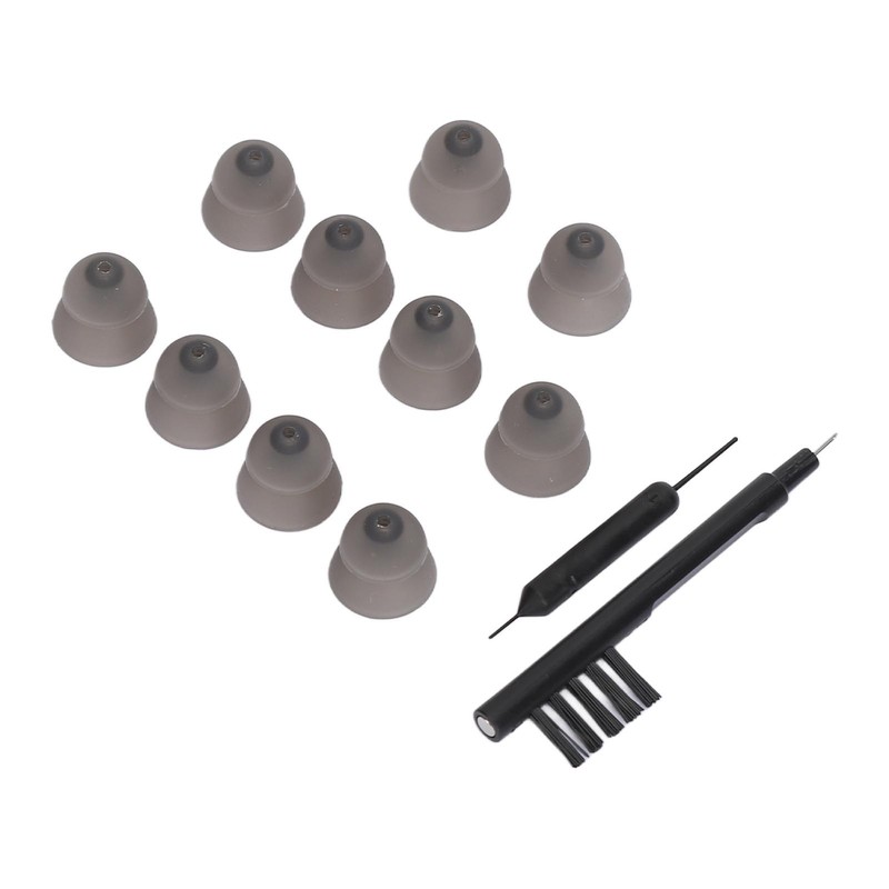 10pcs Black Silicone Double Layer Closed Domes Ear Tips with