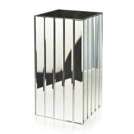 Serene Spaces Living Tall Gatsby Mirror Strip Vase – Great Gatsby Inspired Luxe Glass Vase with Bevel Edged Mirror Strips, Use for Home Décor, Event Centerpieces and Much More, 6 ¼” SQ x 12 ½” H