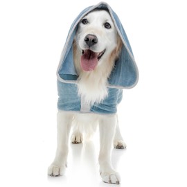 Lucky Pooch Dog Robe - Luxurious Dog Bathrobe - Ultra Absorbent Dries Your Dogs in Minutes! Double-Layer, Super Soft Towel and Bath Robe All in One (XXL, Petrol Blue)