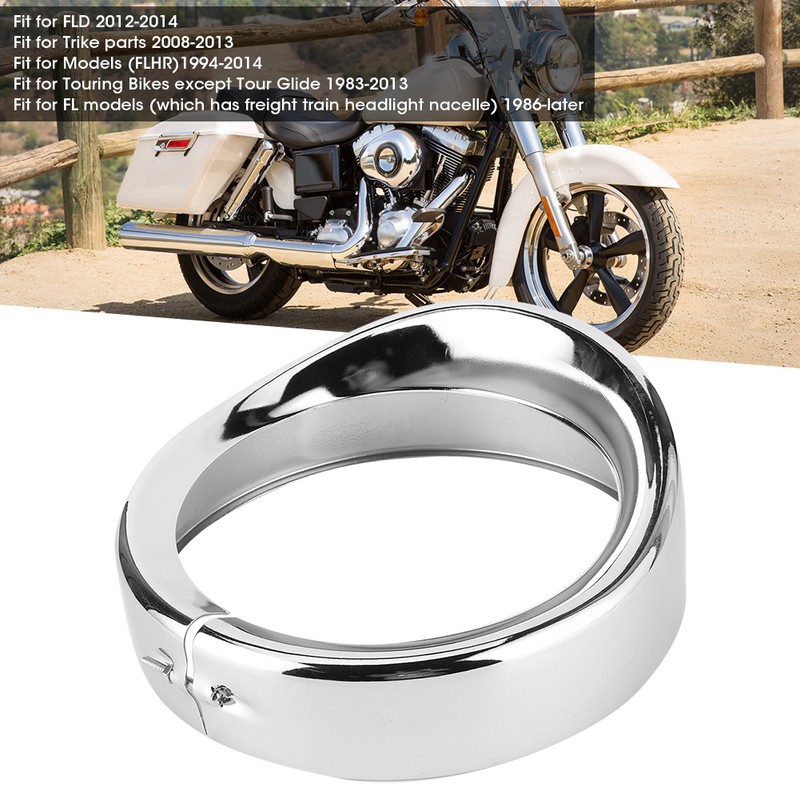 7in Silver Headlight Trim Ring Motorcycle Light for Touring Road