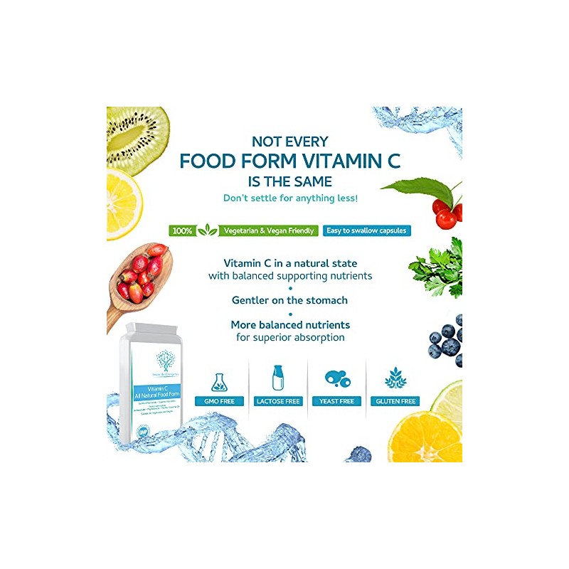 Natural Vitamin C 120 Capsules – Optimum Absorption All-Natural Food