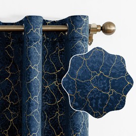 Ystyle Velvet Curtain, Set of 2, 140 x 145 cm, Opaque Velvet Curtains for Bedroom, Living Room with Eyelets, Beautifully Soft Curtain, Velvet Curtains, Blackout Velvet Curtains, Opaque, Navy Blue