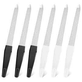 Pack of 6 Sword Nail File Metal Nail File for Natural Nails Professional Manicure Nail Files Set Double-Sided Nail File with Non-Slip Handle Fingernails Toenail