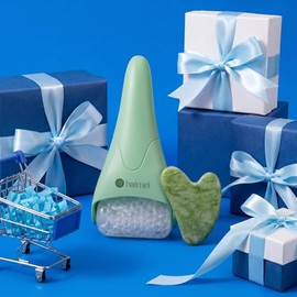 BAIMEI - Rodillo de hielo para herramientas para el cuidado de la piel de Gua Sha, regalo de cuidado personal para hombres y mujeres, reduce la hinchazón, la migraña, alivio del dolor, verde oscuro