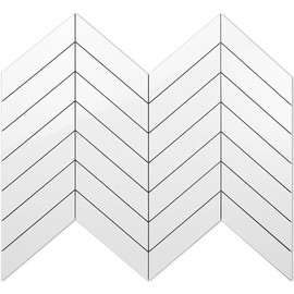 DICOFUN 10-Sheet Polished White Peel and Stick Backsplash, Realistic Ceramic Tile Look PVC Stick on Backsplash Wall Tiles for Kitchen and Bathroom