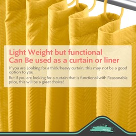 Eazzier Bath Yellow Fabric Shower Curtain or Liner - Leaf Weave Textured Thin Cloth Shower Curtains for Bathroom, Hotel Luxury Light Weighted Bath Curtain Set with 12 Hooks,72x72, Yellow