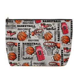 Basketball Gifts Makeup Bag Toiletry Travel Bag Basketball Stuff Accessories for Women Her Girls Friend Coworkers Coach Team Fans Basketball Party Favors Game Day Christmas Mothers Day Birthday