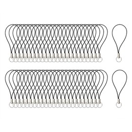 PENTA ANGEL Lanyard Phone Ring Straps 50Pcs Black Cell Phone Split Ring Charm Cords for Hanging Charm USB Drive Keychain DIY (50, Black)