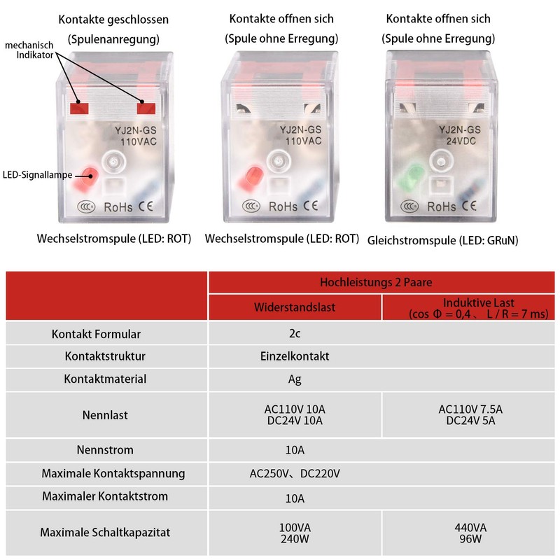 APIELE 24 V DC 8 Pins 10 A Coil Electromagnetic