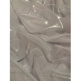 57 inch White/Silver Foil Power Mesh Fabric by The Yard (90% Nylon 10% Spandex)